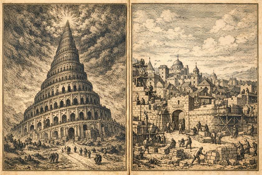 Babel / Nehemiah diptych